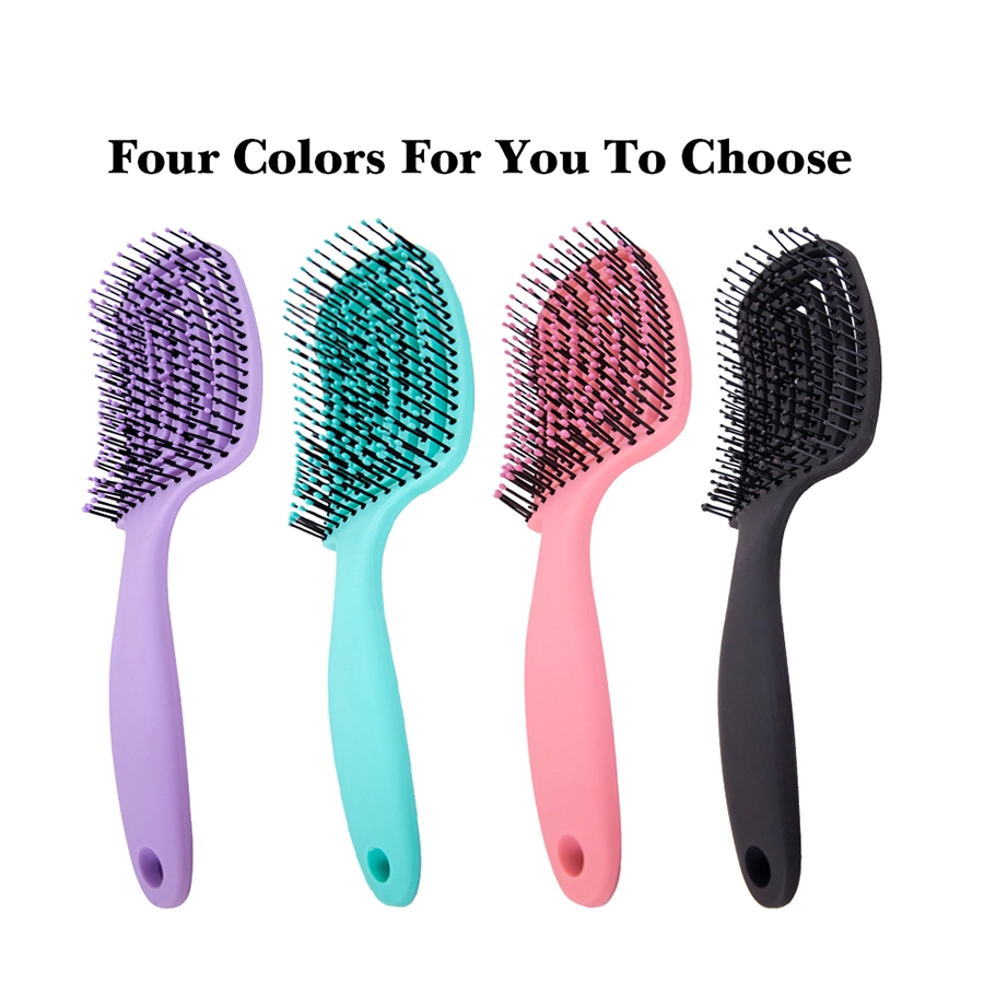 Wholesale Top Quality Curved Vented Detangling Hair Brush with Flexible Ball-Tipped Pins for Curly Wet Hair