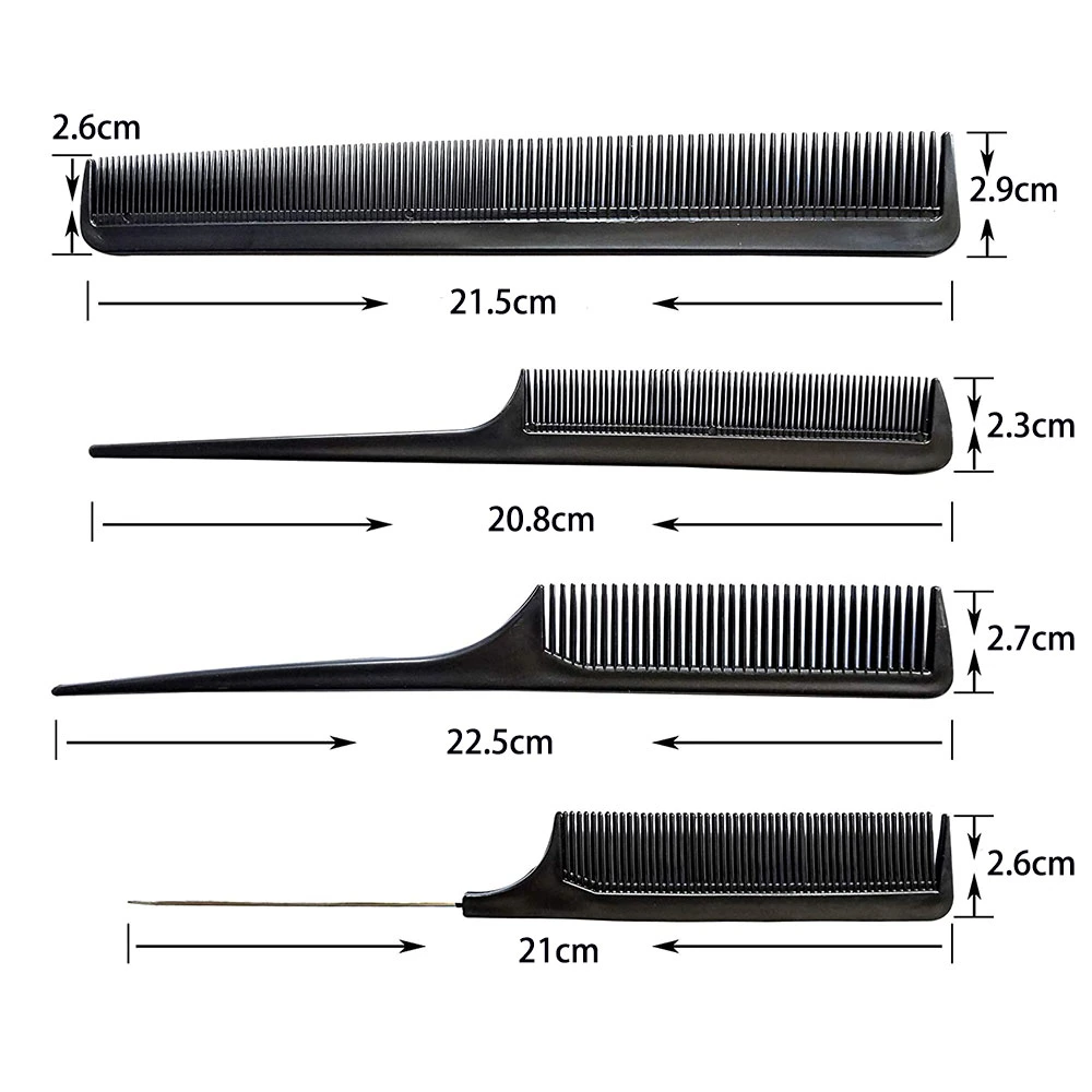 10PCS Black Professional Salon Hairdressing Multifunction Anti-Static Barbers Comb Set