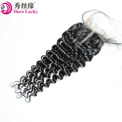 Fornecedor de cabelo da China Acessórios de cabelo baratos 4*1 T Parte cabelo peruano onda profunda onda de água onda solta fecho de renda em estoque