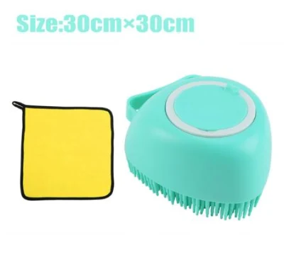 2022 Blue Pet Shampoo Massager Scrubber Shower Silicone Hair Brush Multifuncional Pet Silicone Soft Grooming Escova redonda com toalha pequena