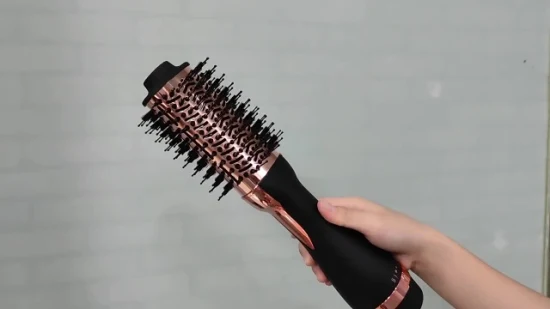 Escova de cabelo de marca própria Pente de ar quente Secador de cabelo em uma etapa Escova de cabelo liso rápido Escova de ar quente